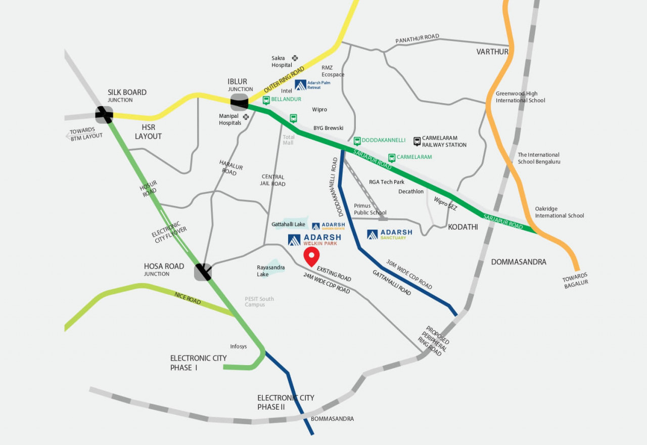 Location Map Adarsh-Welkin-Park-luxury apartment sarjapur Bangalore