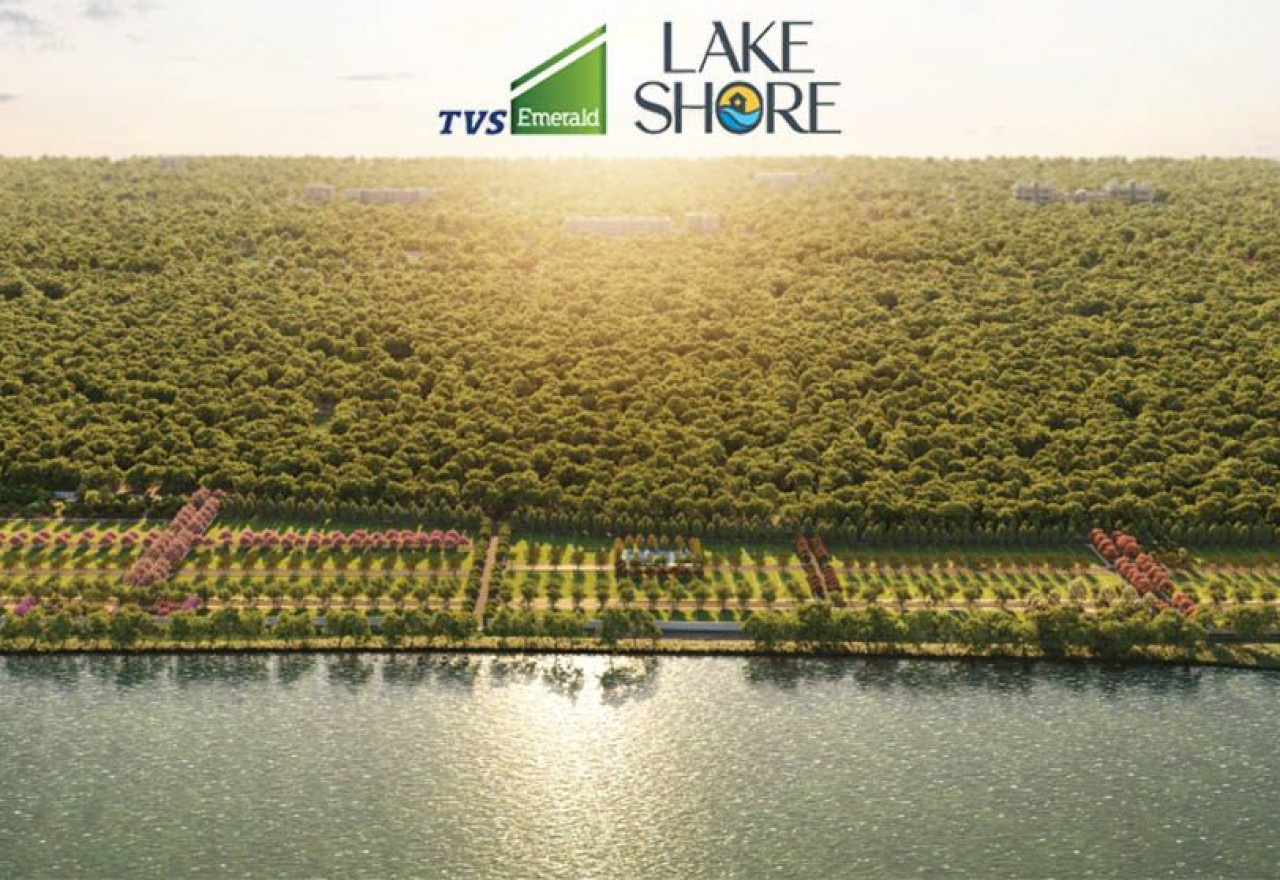 Aerial View TVS-Emerald-Lake-Shore-Plots Kelambakkam Chennai